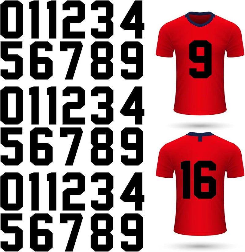 LIGHOON 33 Pcs 8 Inch Iron on Numbers Jersey Heat Transfer Numbers Big 0 to 9 Heat Press Numbers Stickers for Sports T Shirts Football Basketball Baseball Team Uniform Fabric Clothing (Black) - Image 1